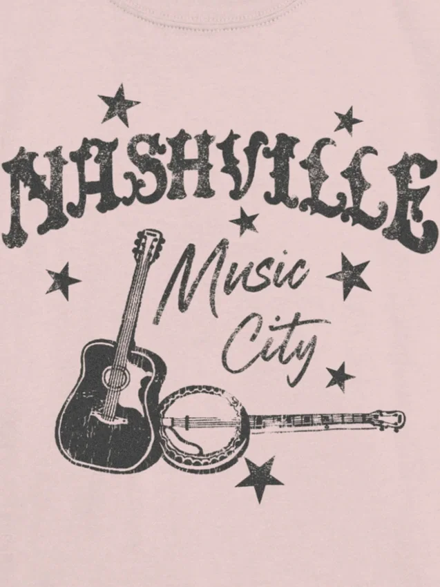 Barn-T-shirt med tryck av Nashville Music City