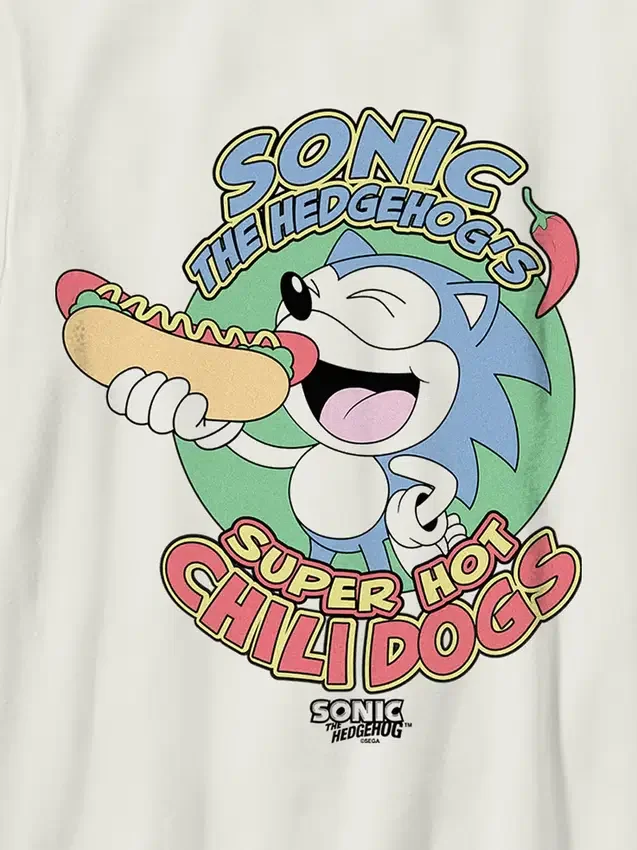 Barn-t-shirt med tryck av Sonic the Hedgehog och Chilidogs