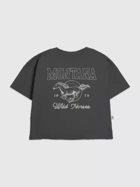 Barn-T-shirt med tryck av vildhästar i Montana