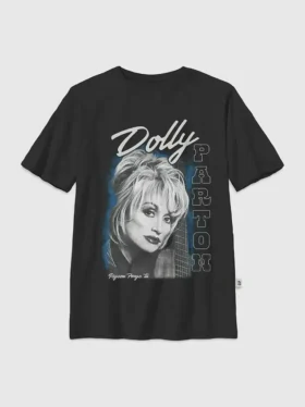 Barn-T-shirt med överdimensionerat Dolly Parton-porträtt med gitarr