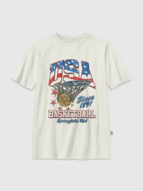 Barn-T-shirt med vintage-basketmotiv