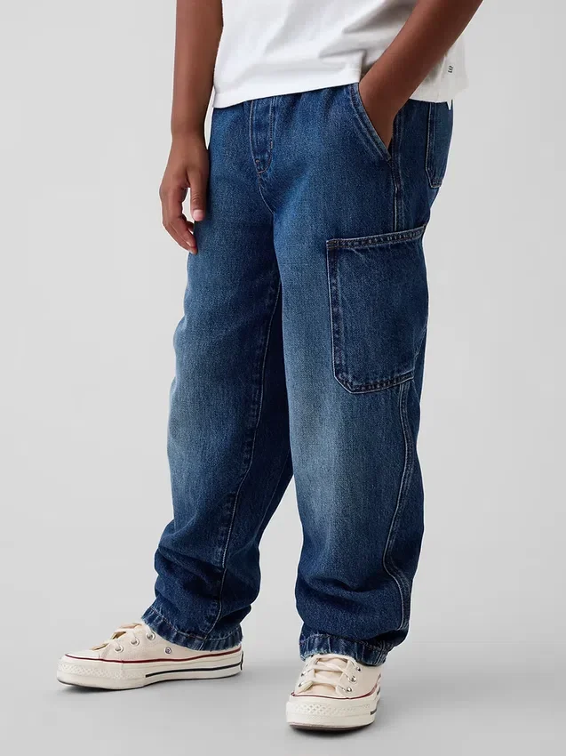 Barnjeans i borstad bomull, modell Easy Carpenter