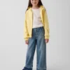 Barnjeans med hög midja, vid ben och ankellängd