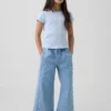 Barnjeans med hög midja, vid ben och ankellängd