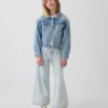 Barnjeans med hög midja, vid ben och ankellängd