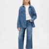 Barnjeans med hög midja, vid ben och ankellängd