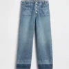 Barnjeans med hög midja, vid ben och ankellängd