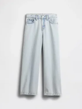 Barnjeans med hög midja, vid ben och ankellängd