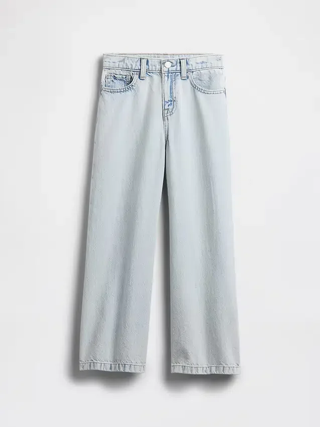 Barnjeans med hög midja, vid ben och ankellängd
