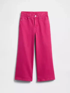 Barnjeans med hög midja, vid ben och ankellängd