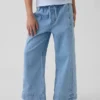 Barnjeans med hög midja, vid ben och ankellängd