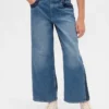 Barnjeans med hög midja, vid ben och ankellängd