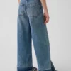 Barnjeans med hög midja, vid ben och ankellängd