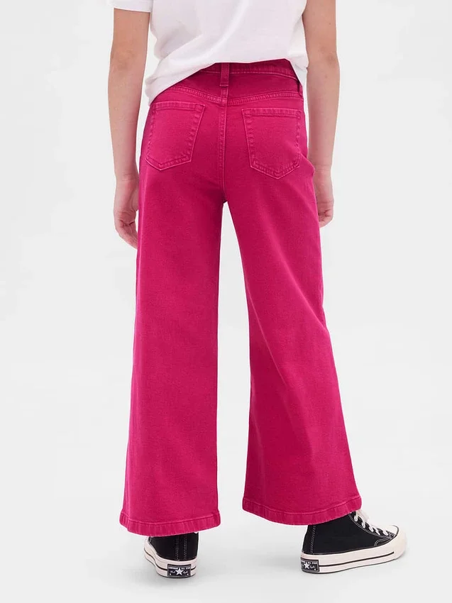 Barnjeans med hög midja, vid ben och ankellängd