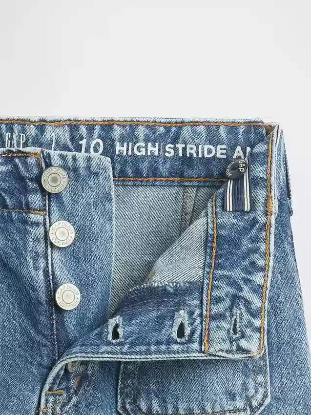 Barnjeans med hög midja, vid ben och ankellängd