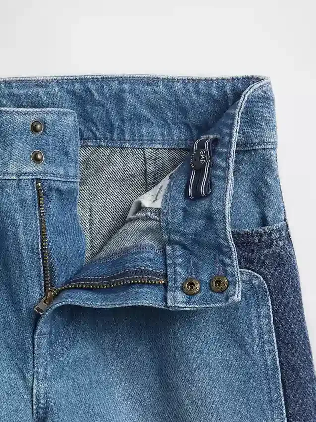 Barnjeans med hög midja, vid ben och ankellängd