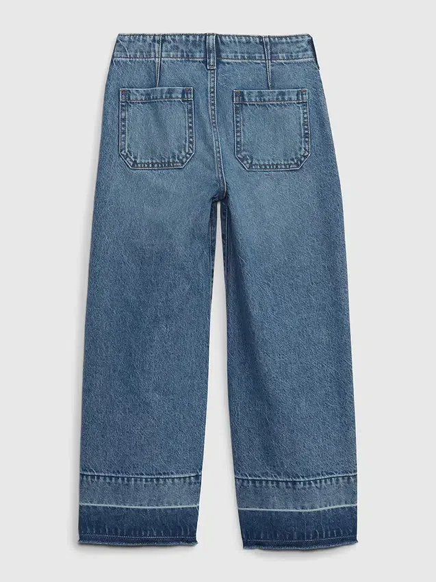 Barnjeans med hög midja, vid ben och ankellängd