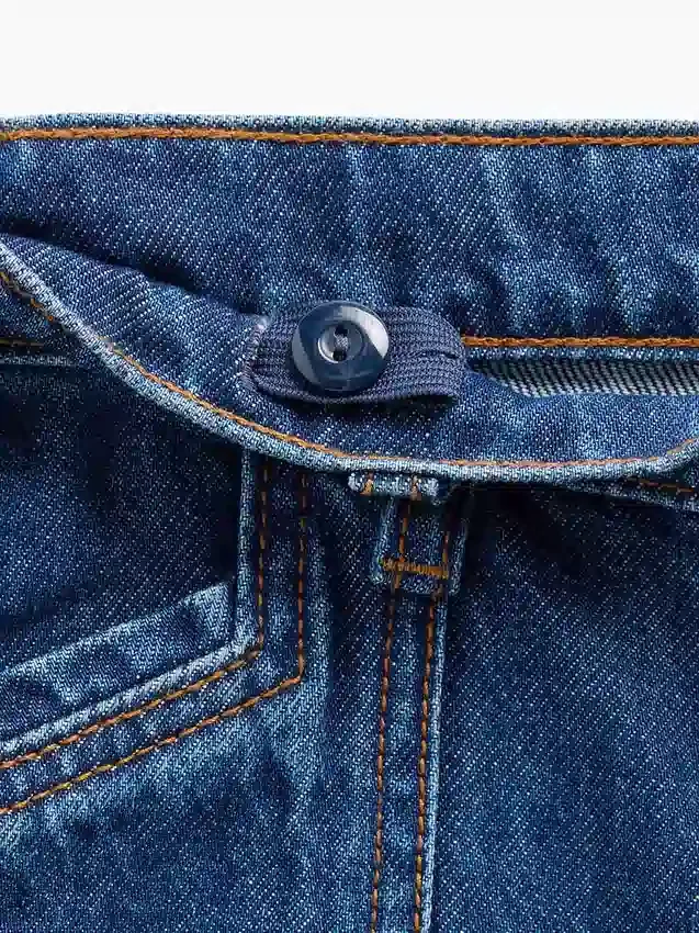 Barnjeans med hög midja, vid ben och ankellängd