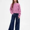 Barnjeans med låg midja, avslappnad passform och metallic-effekt
