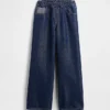 Barnjeans med låg midja, avslappnad passform och metallic-effekt