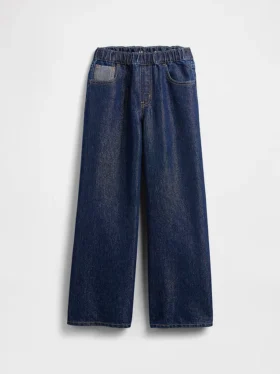 Barnjeans med låg midja, avslappnad passform och metallic-effekt