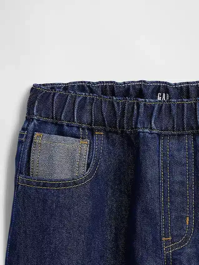 Barnjeans med låg midja, avslappnad passform och metallic-effekt