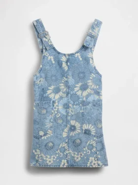 Barnkjol i denim med blommönster