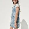 Barnkjol i denim med blommönster