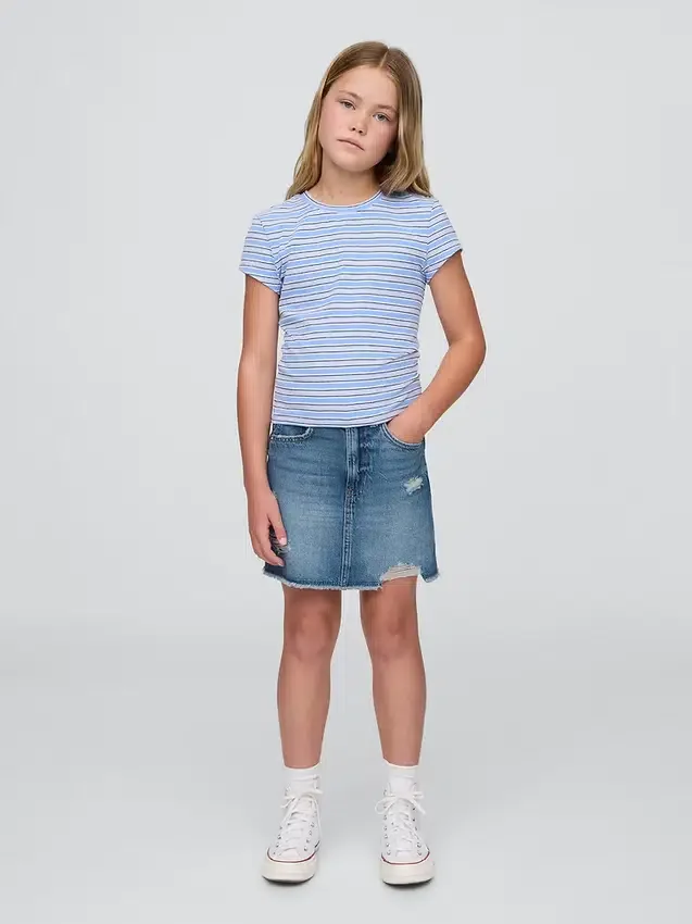Barnkjol i denim med hög midja