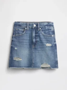 Barnkjol i denim med hög midja