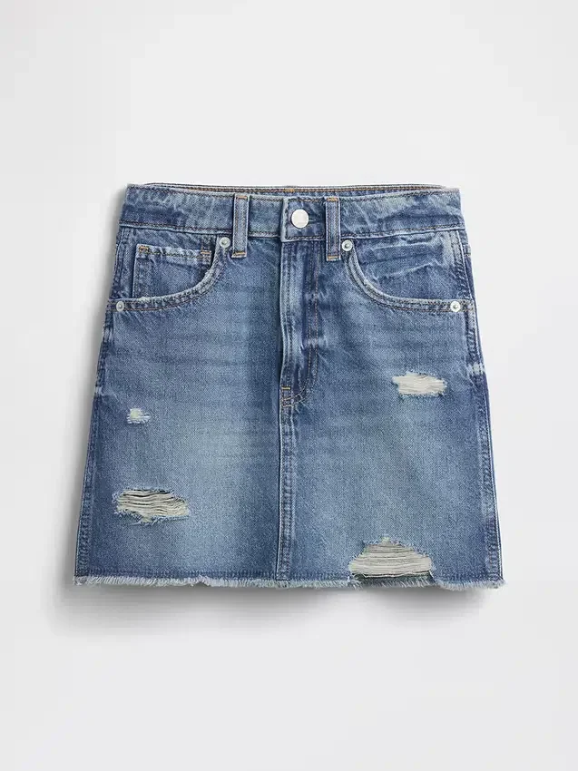 Barnkjol i denim med hög midja