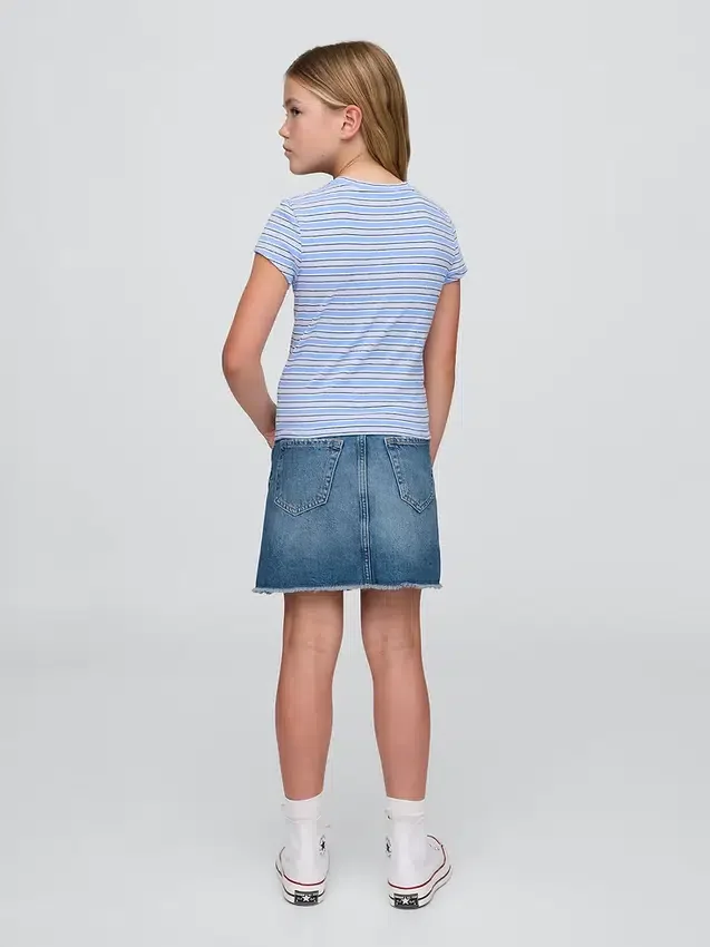 Barnkjol i denim med hög midja