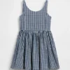 Barnklänning i gingham-denim