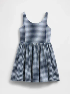Barnklänning i gingham-denim