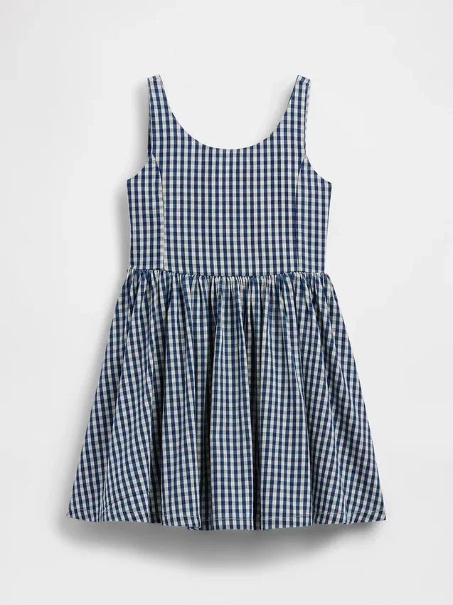 Barnklänning i gingham-denim