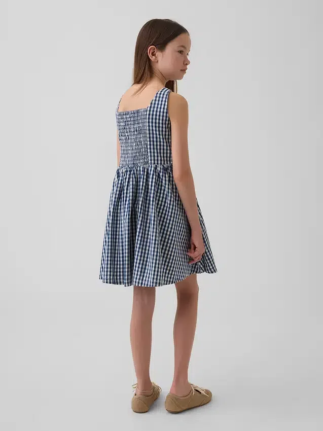 Barnklänning i gingham-denim