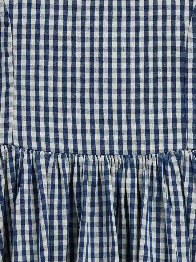 Barnklänning i gingham-denim
