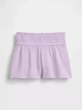 Barnshorts i bomullsgasväv med fjärilskant