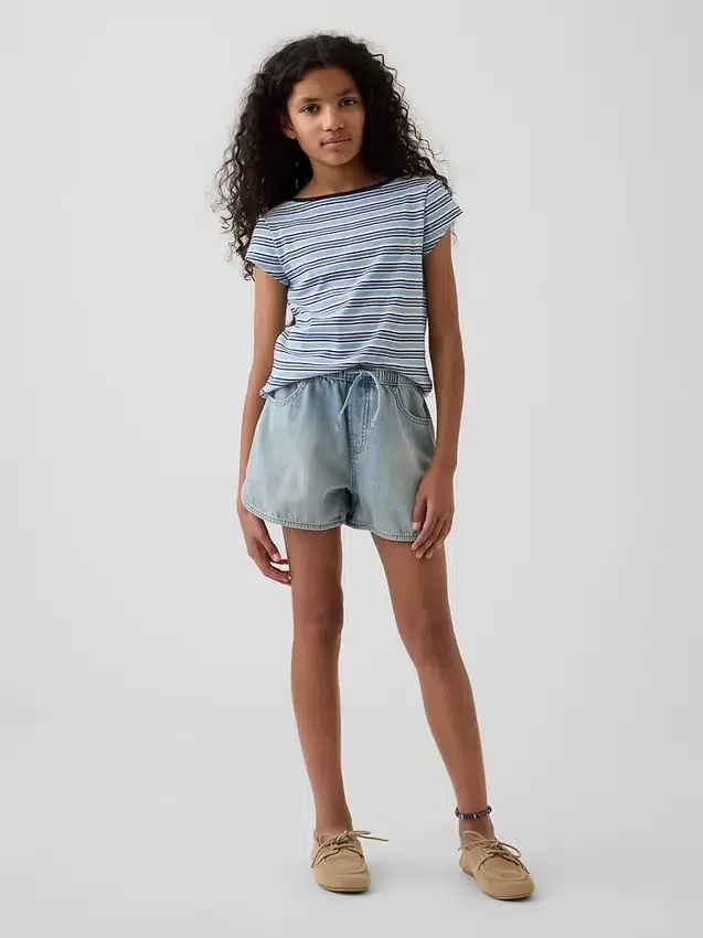 Barnshorts i denim med hög midja