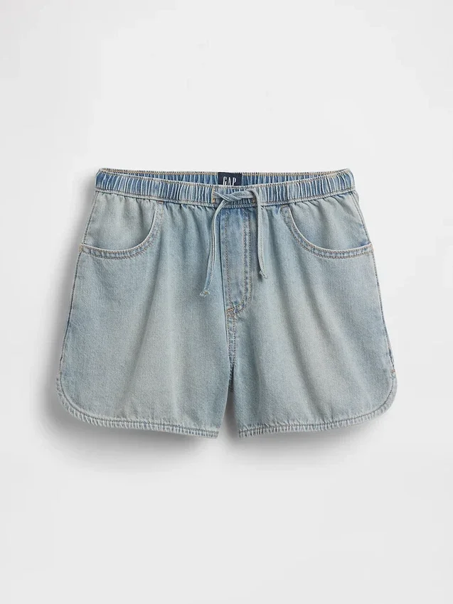 Barnshorts i denim med hög midja