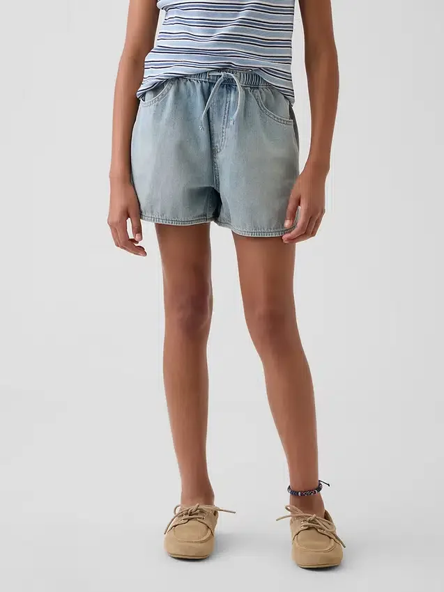 Barnshorts i denim med hög midja