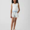 Barnshorts i låg midja med broderat citronmönster i denim