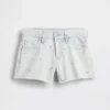 Barnshorts i låg midja med broderat citronmönster i denim