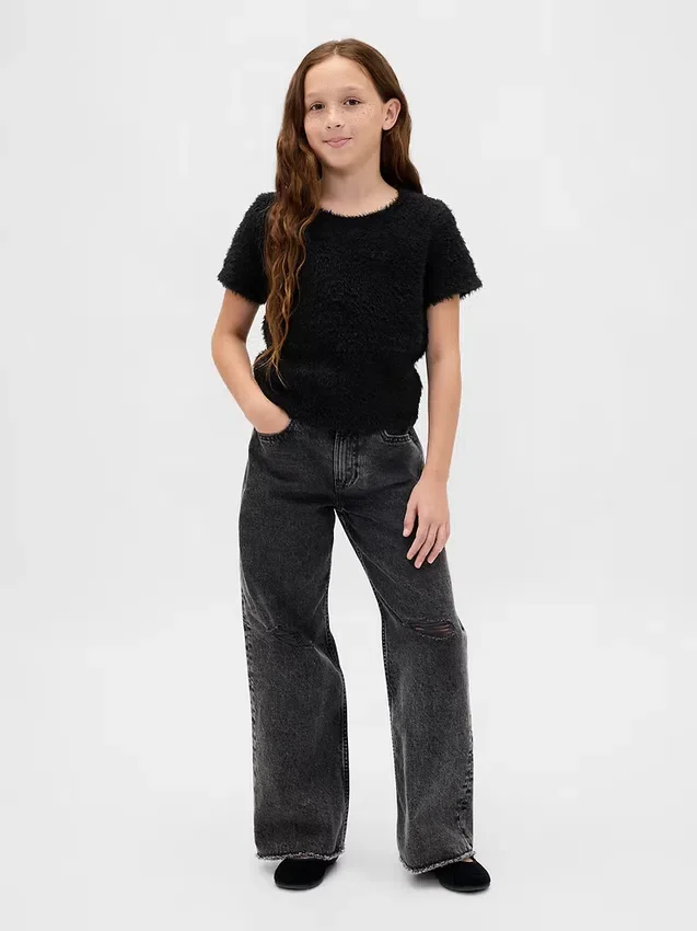 Barntröja i Eyelash-stickning