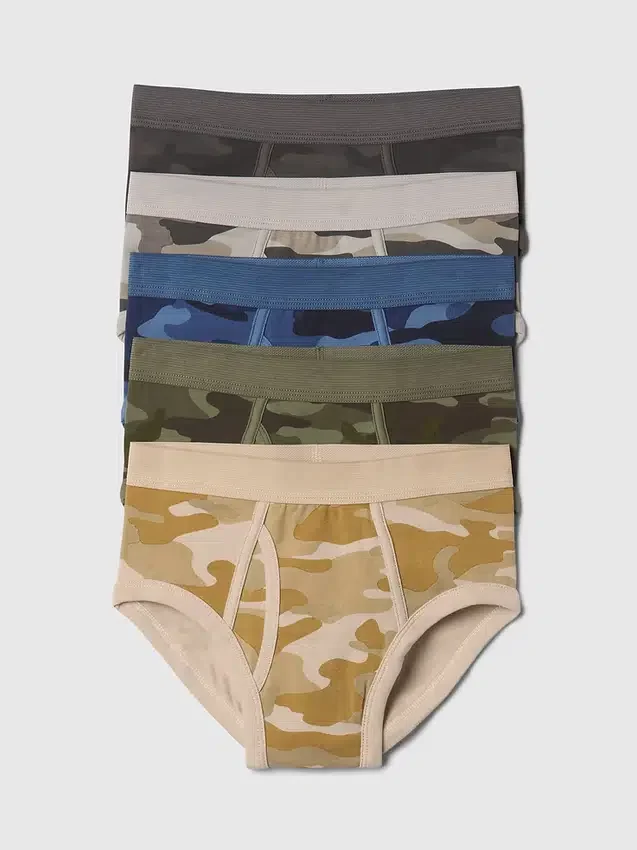 Barnunderkläder i ekologisk bomull med kamouflage-mönster (5-pack)