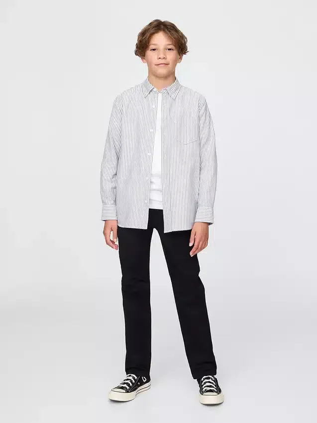 Barnuniform – raka stretchbyxor i khaki