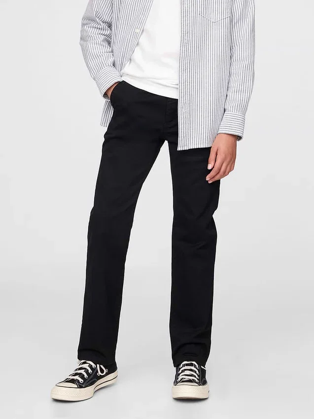 Barnuniform – raka stretchbyxor i khaki