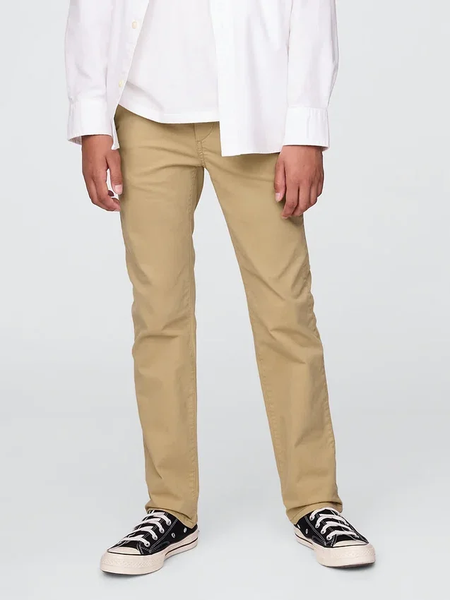 Barnuniform – raka stretchbyxor i khaki