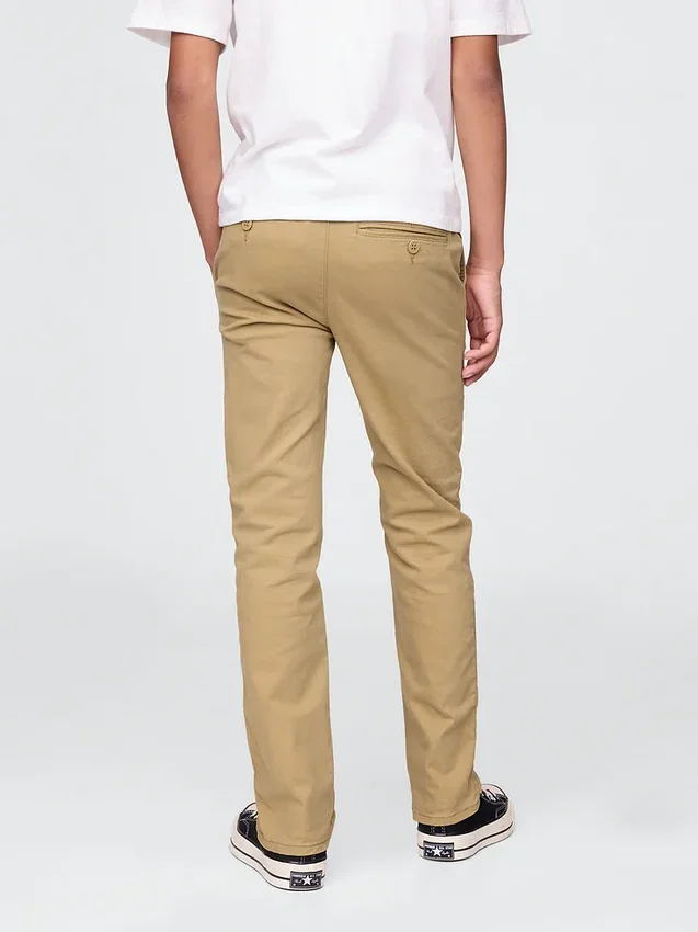 Barnuniform – raka stretchbyxor i khaki