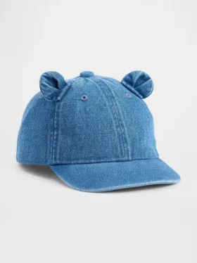 Baseballkeps i denim med björnmotiv för småbarn